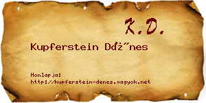 Kupferstein Dénes névjegykártya